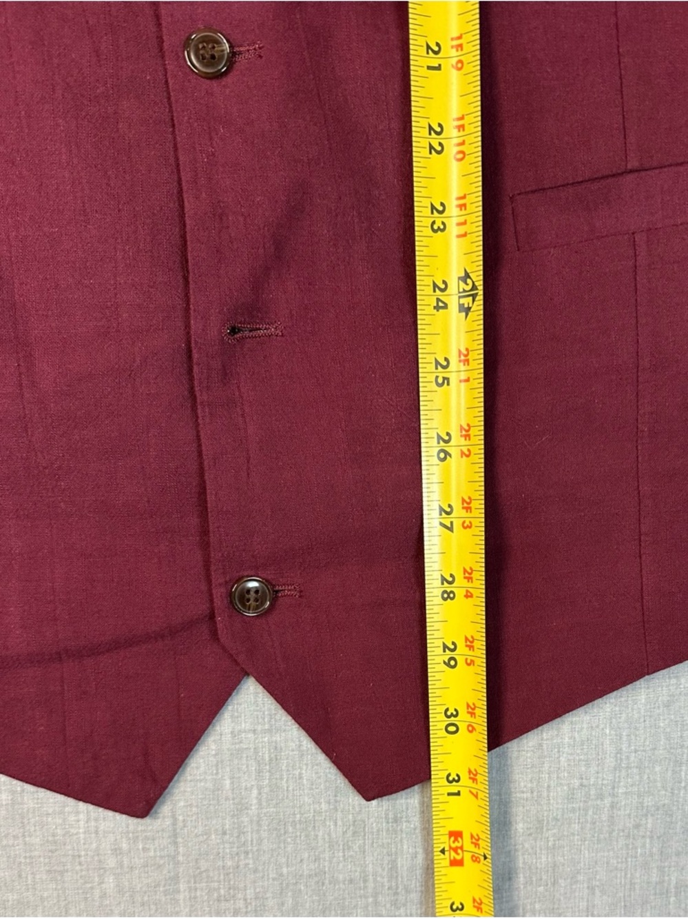 Source Unknown Men's Burdundy Two-Piece Suit Jacket & Vest - Picture 9 of 11